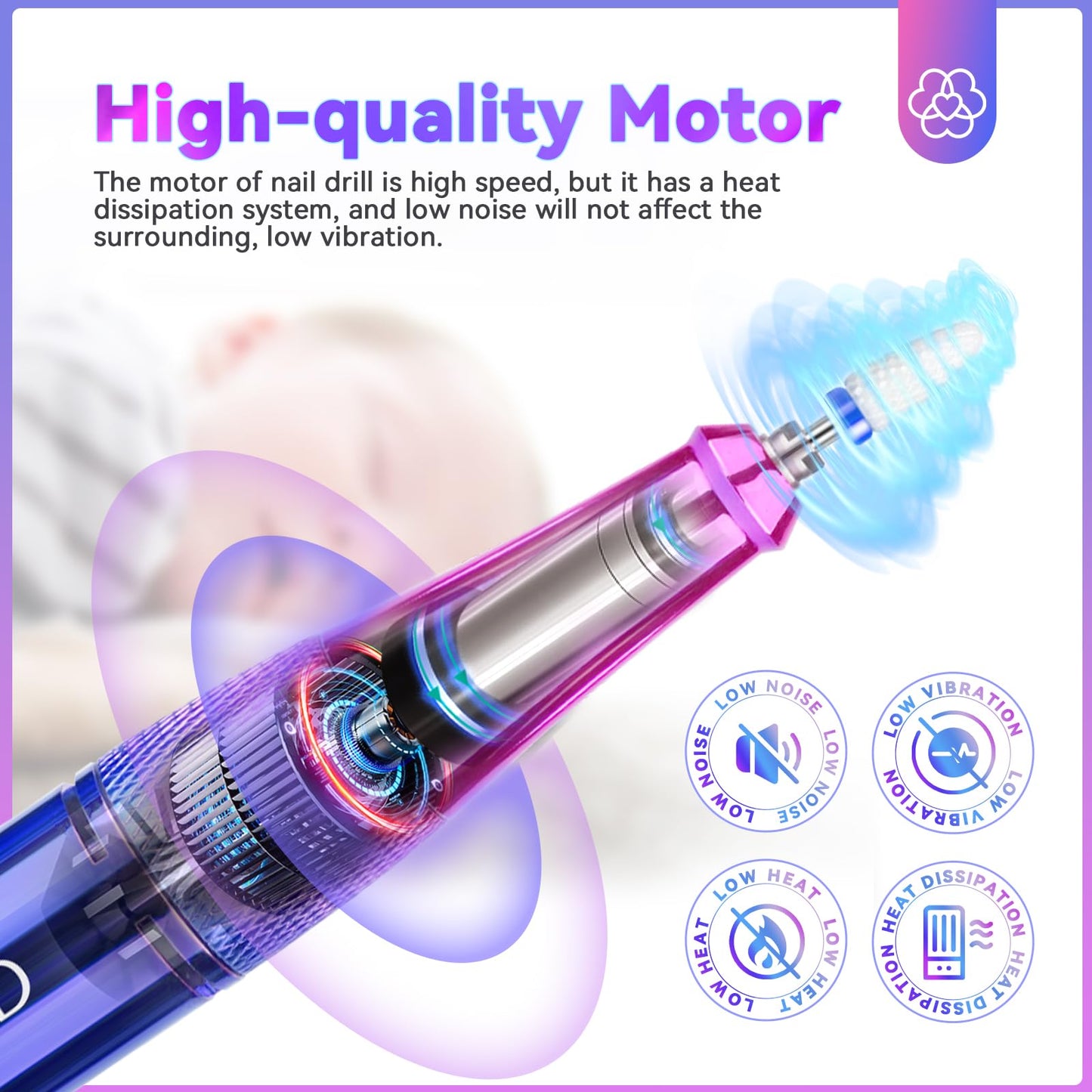 SAVILAND Electric Nail Drill Professional: 40000RPM Upgrad Nail Drill Kit 2025 Beautiful Gradient Sunset Color Scheme Nail D rill Machine Portable Nail File & Buffers Salon Use Manicure Pedicure