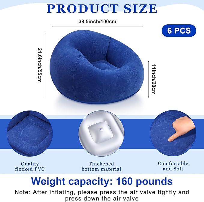 Realspring 6 9 12 Pcs Inflatable Bean Bag Chairs