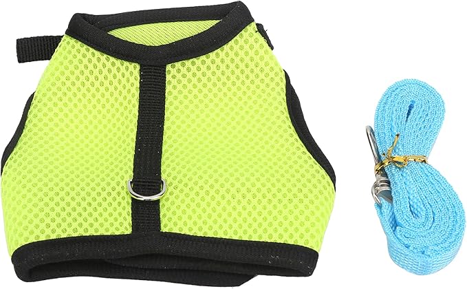 Fydun Pet Mesh Traction Harness Chest Back with Leash for Rabbit Guinea Pig Pet SuppliesS Green for Families (Fruit Green)