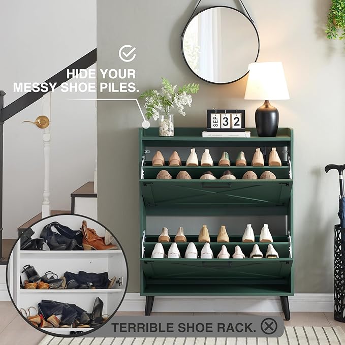 Barnyatoh Shoe Storage Cabinet, Farmhouse Shoe Organizer