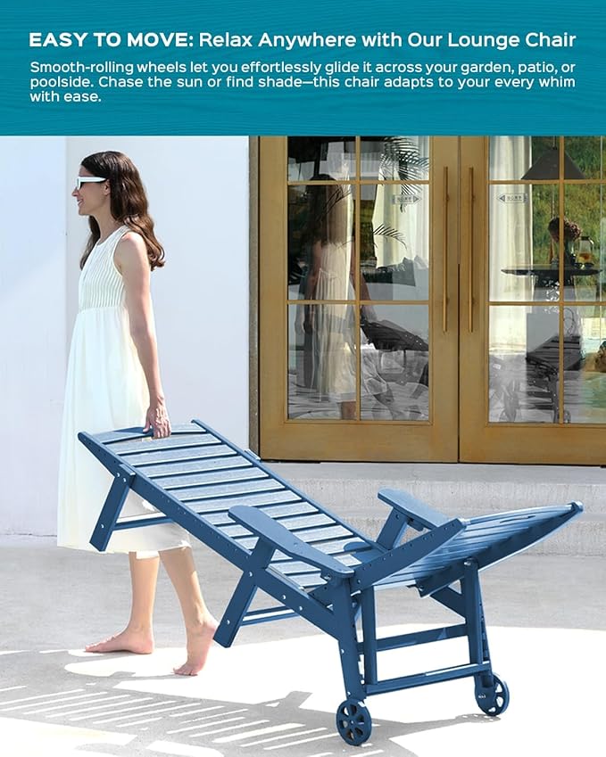 Ciokea Outdoor Chaise Lounge Chair Set of 2, Patio Lounge Chairs