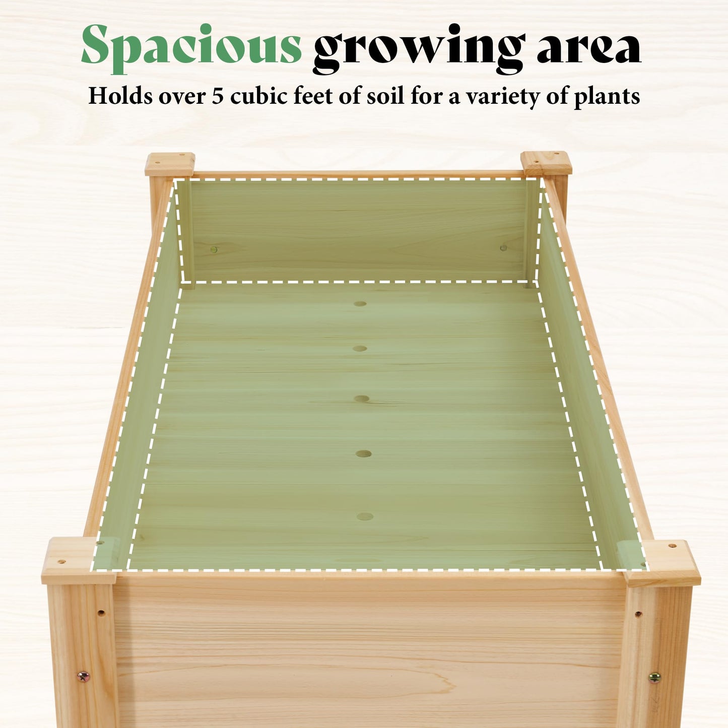 AMERLIFE Raised Garden Bed, 48x30x24 Inches Elevated Wood Planter Box with Legs, Bed Liner, Divider and Drainage Holes for Backyard, Patio, 200 lb Capacity - Light Wood