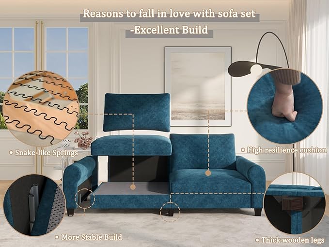 EASE MOOSE 70.6" Velvet Loveseat Sofa, Soft Deep Seat Couches