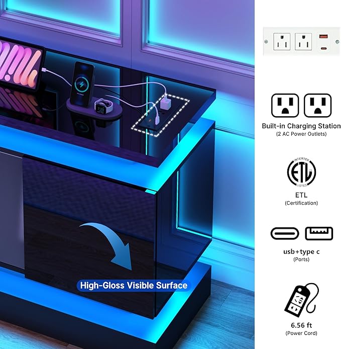 chartustriable 81IN LED TV Stands w/Power Outlet