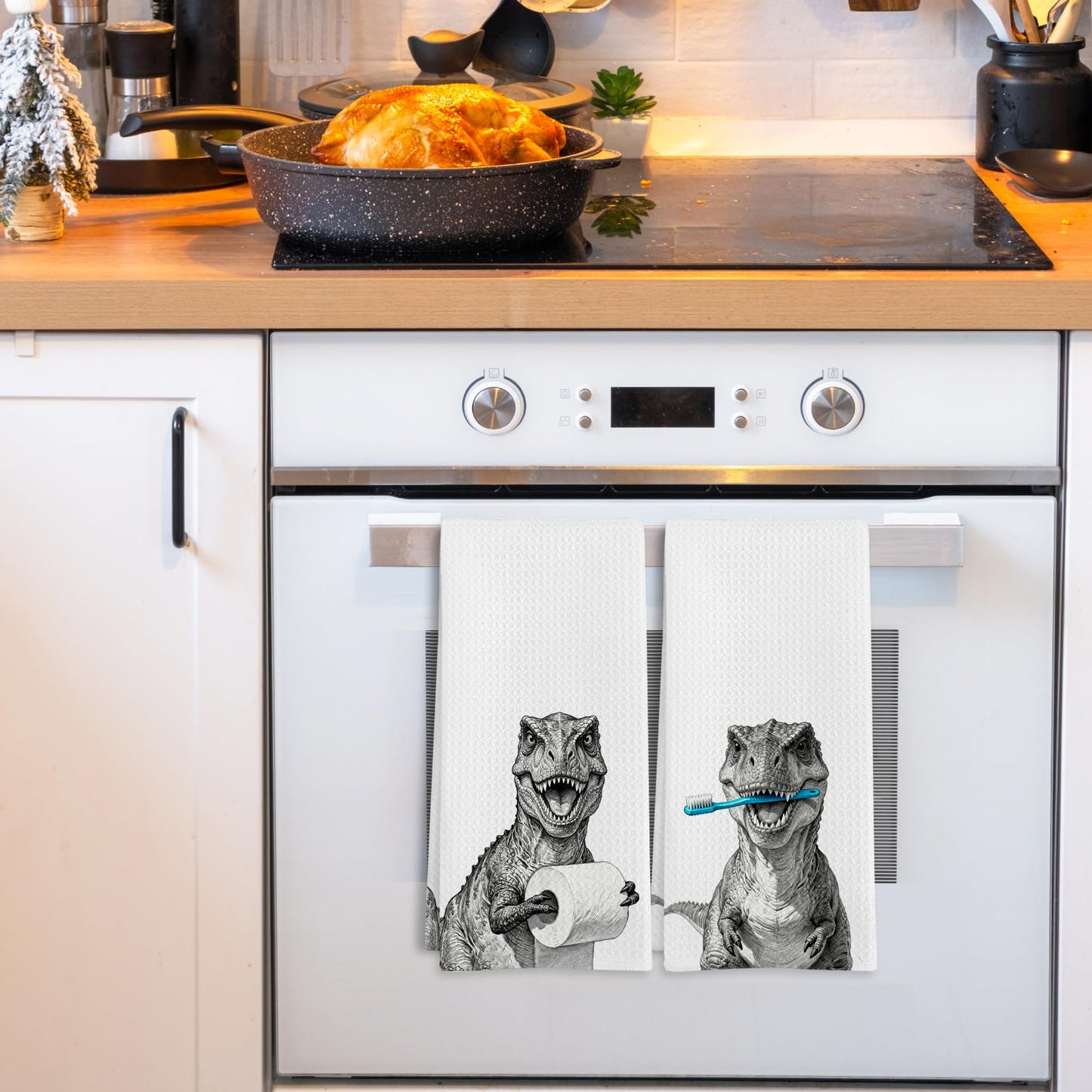 GWFSJYU Funny Boys Dinosaur Gifts Hand Towel Bathroom Decor, Boys Kids Dino Hand Towel for Bathroom Kitchen Washroom Decor, Dinosaur Dish Tea Towels, 16x24 Inch