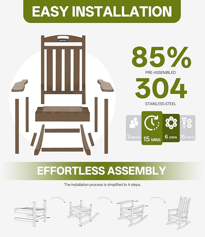 Outdoor Adirondack Rocking Chairs All-Weather HDPE Patio Rocker Chair