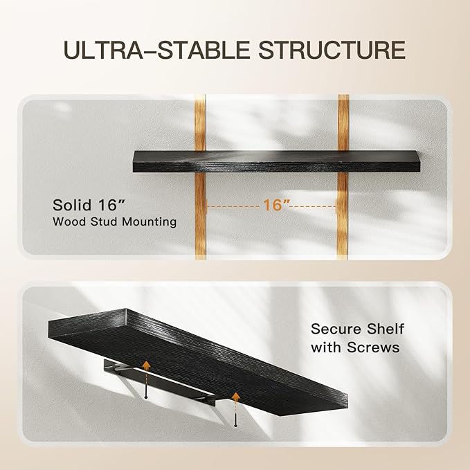 AMADA HOMEFURNISHING Floating Shelves Wall Mounted, 32 x 7 Inch Wall Shelves
