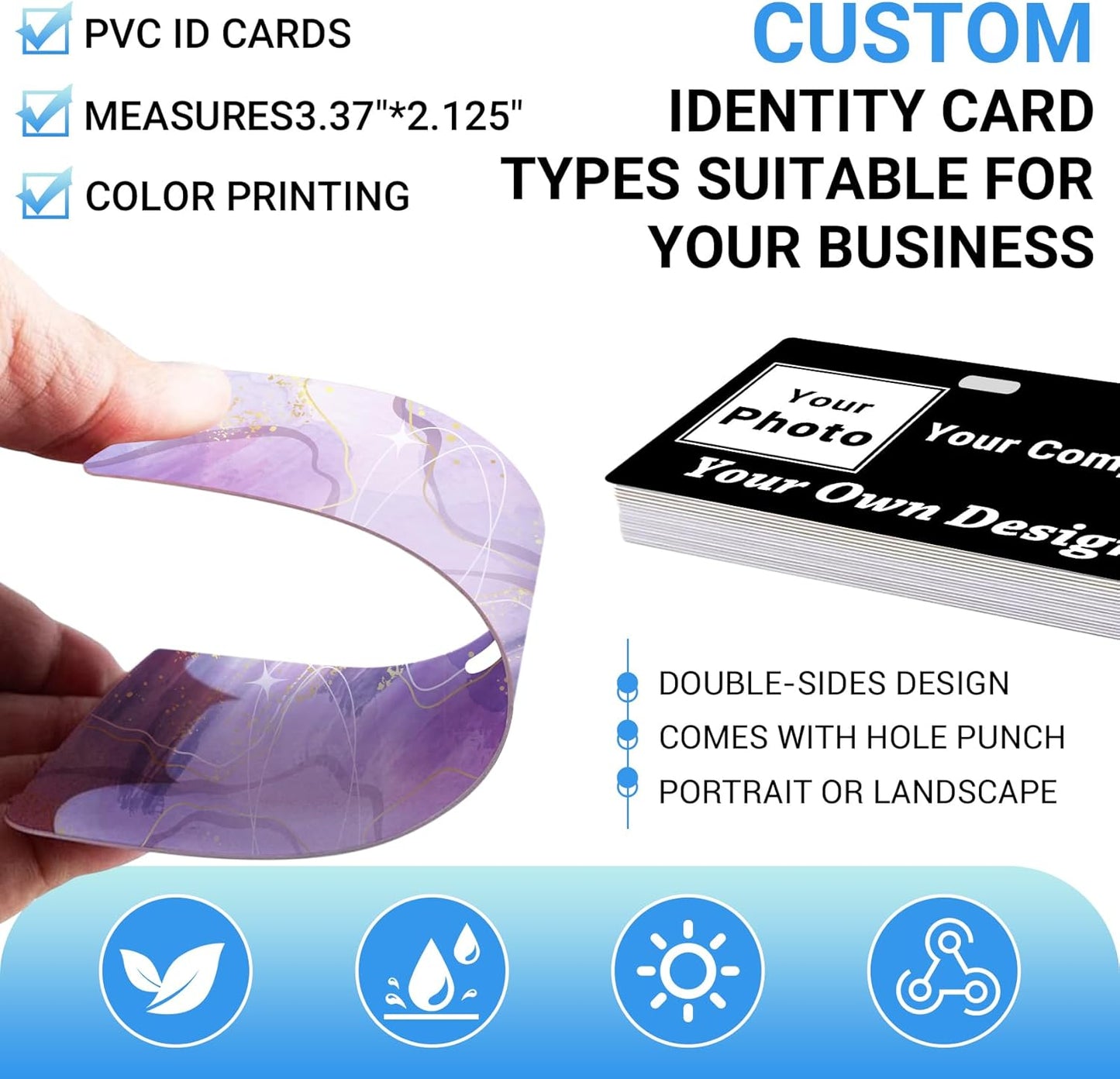 Custom Id Badge Custom Id Card Identification Badges Customizable Personalized Name Badge Customize Name Tag Photo Logo Employee Work Office Volunteer Customized Personal (Horizontal-7)