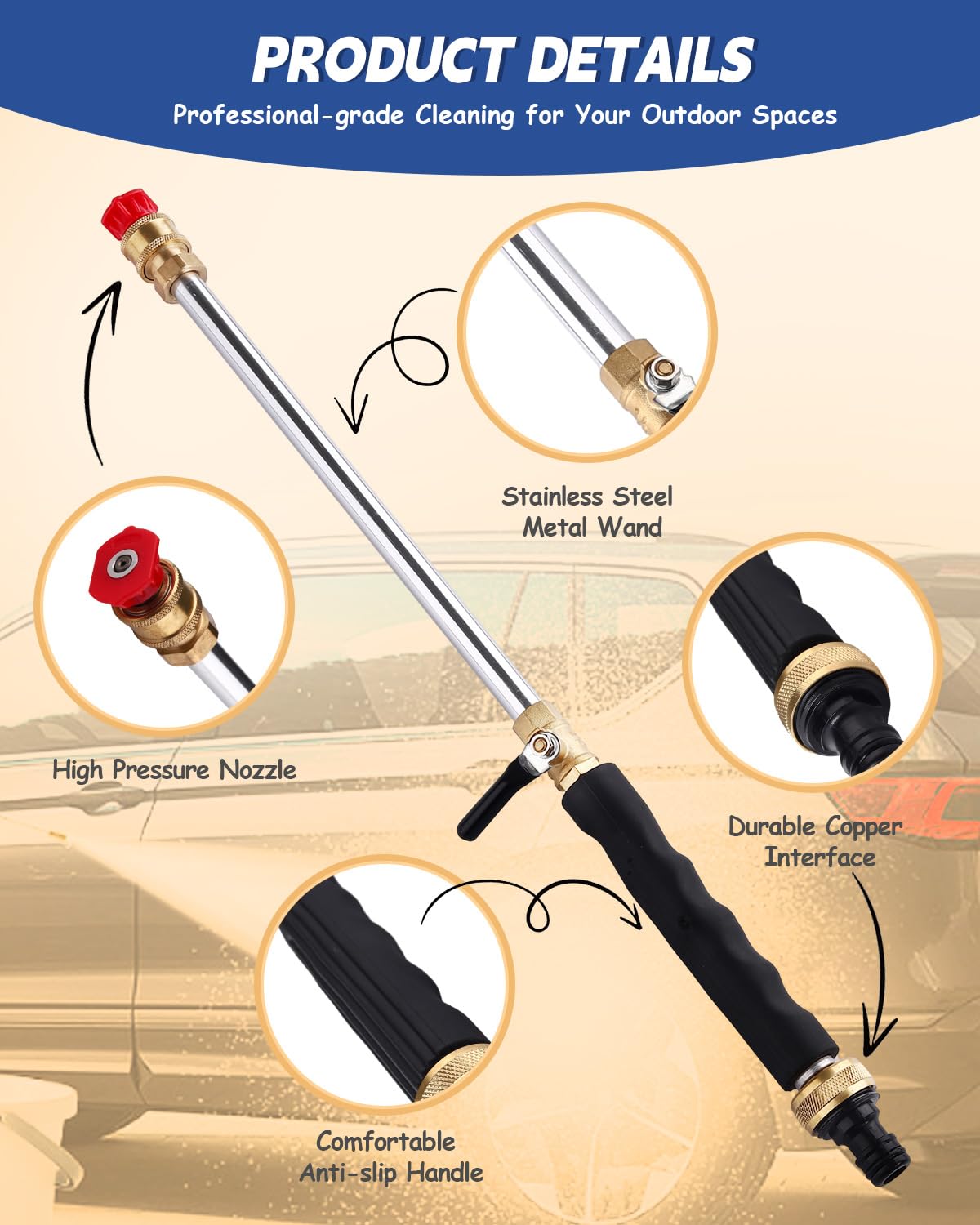 Belkid 2026 Upgraded Jet Nozzle Power Washer for Garden Hose, Includes 2 High-Pressure Nozzles and Quick Connectors | Hydro Jet High Pressure Washer Tools
