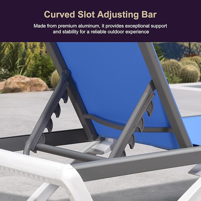 PURPLE LEAF Patio Chaise Lounge Chair Set Outside Aluminum Plastic Stackable