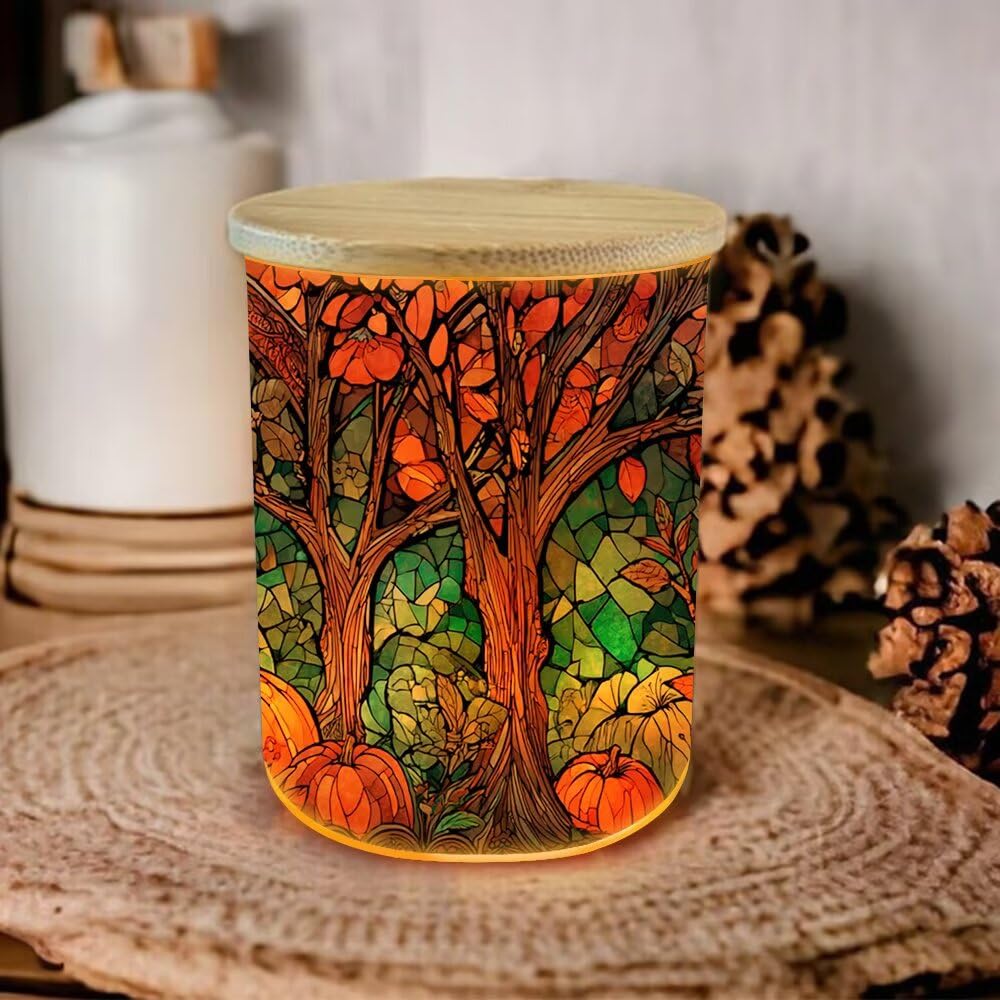 Cute Black Cat Tea Light Holder, Moon and Pumpkin Glass Jar Candle Holder, Home Decor Tea Light Jar, Great Gift for Friends, Mom, Wife