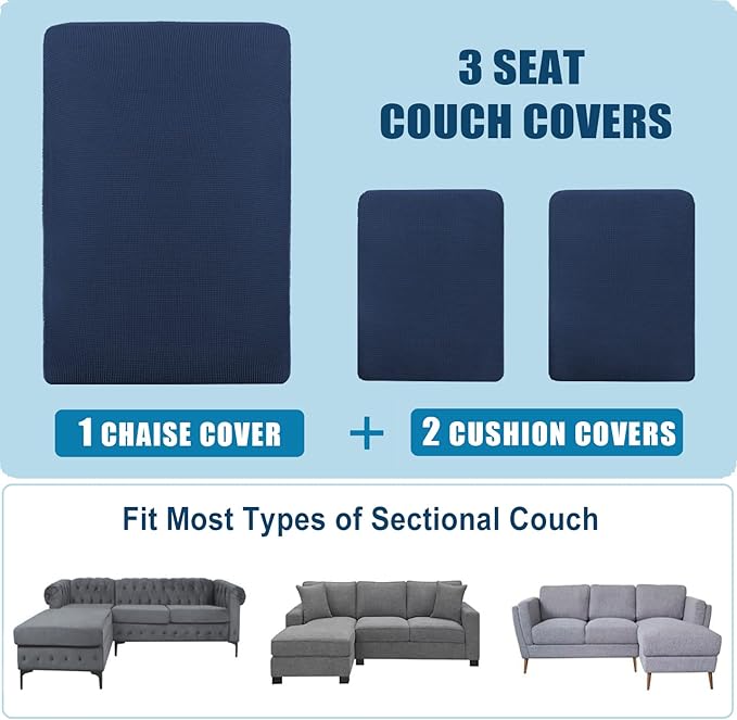 Water Repellent Sectional Couch Covers L Shape, Stretch Sofa Seat Cushion
