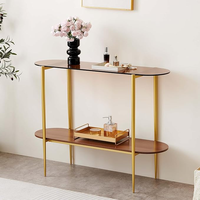 LumFurn Oval Glass Console Table