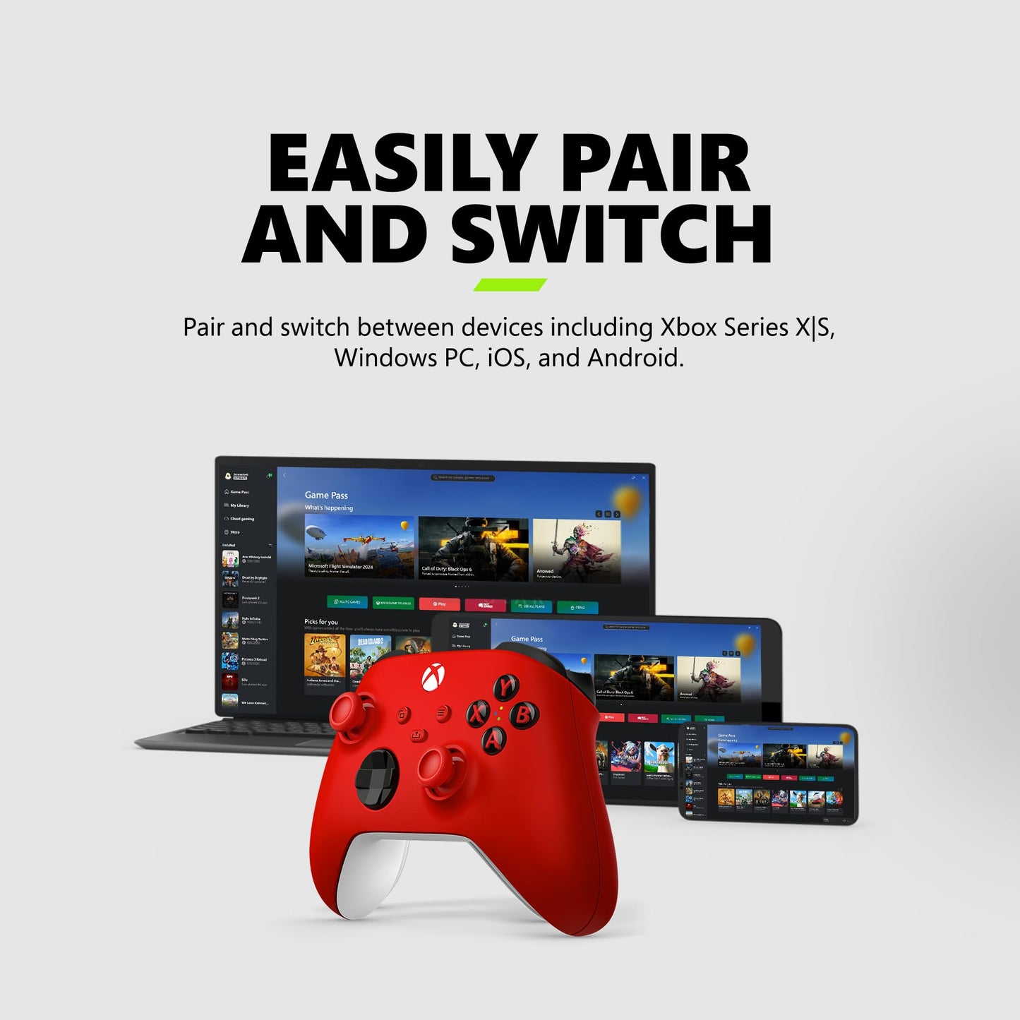 Xbox Wireless Gaming Controller (2025) – Pulse Red – Play on Xbox, Windows, Android, iOS, FireTV Sticks, Smart TVs, VR Headsets