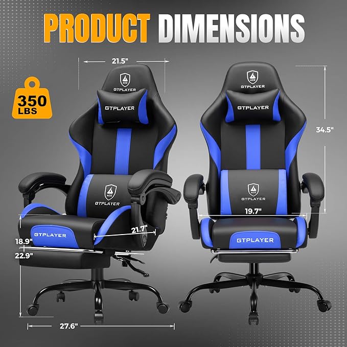 GTPLAYER Gaming Chair with Pocket Spring Cushion, Leather Office Chair with