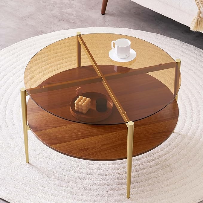 LumFurn Round Coffee Table, Mid-Century Modern Design, D30 x H17,