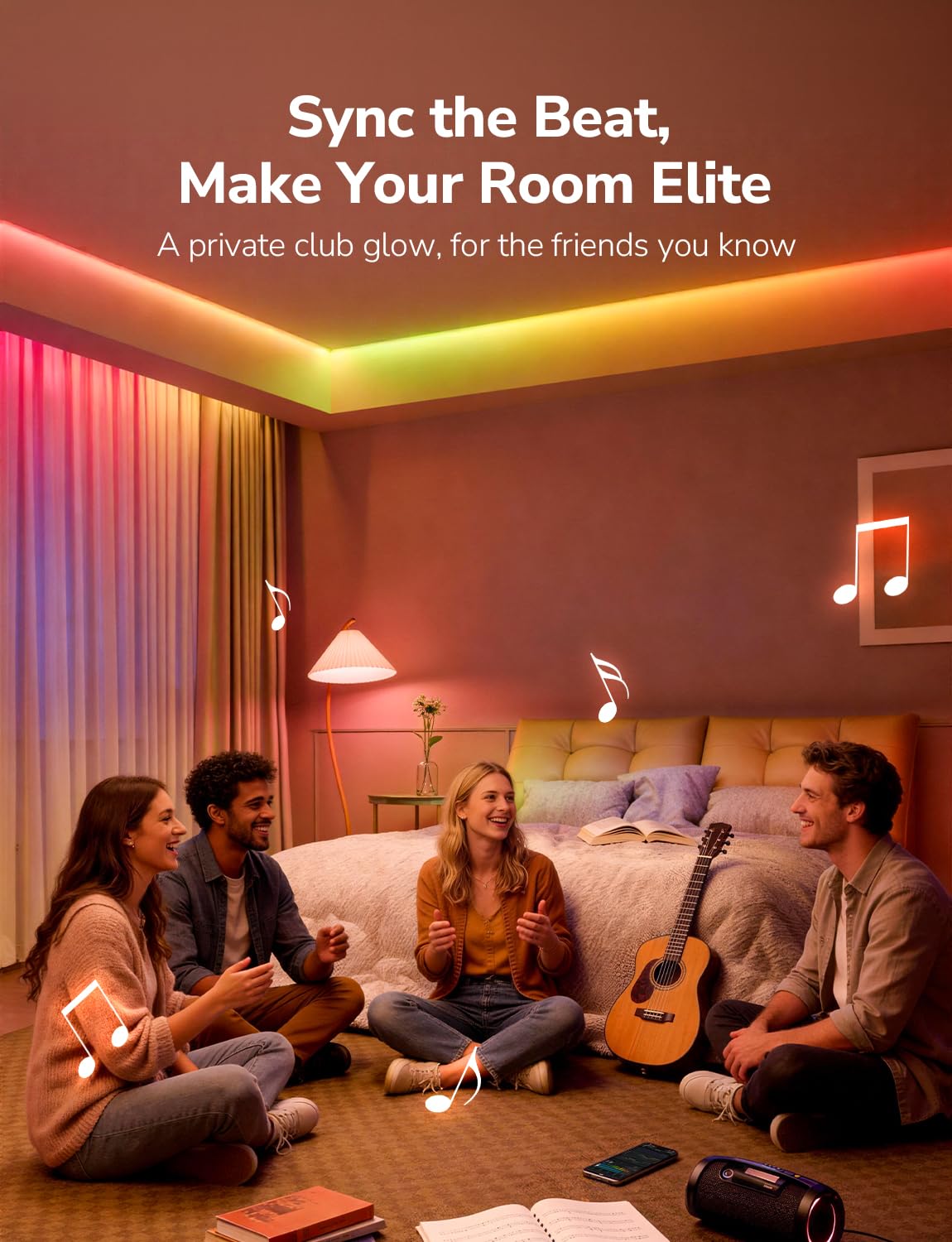 Lepro S1 AI LED Strip Lights for Bedroom - 65.6ft Smart RGB Light Strips with IC and Rainbow Chasing Effects, Color Segment DIY, Personalized Al Lighting Designer, No Remote, 2.4G Wi-Fi & Bluetooth