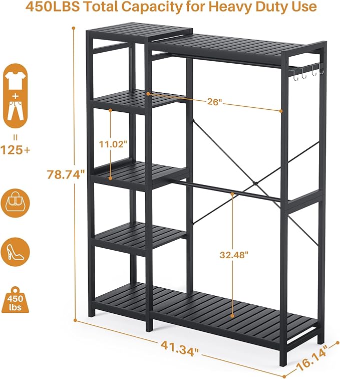 Homykic Bamboo Clothes Rack Garment Rack