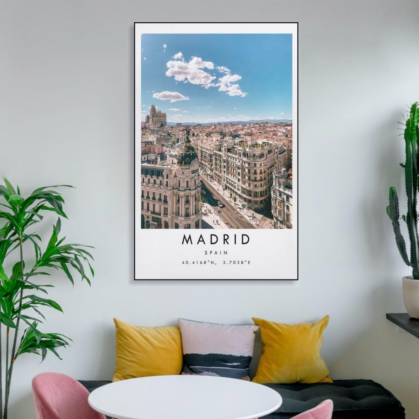 JHXNJDPOST Madrid Poster, Black And White Art, Spain Canvas Wall Art Aesthetic Decorative Painting Living Room Restaurants, Pool Halls And Hotelsstyle-8 12x18inch(30x45cm)