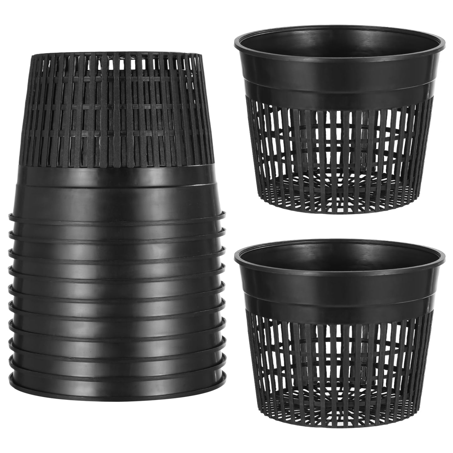 ZALIR 12 Pcs Net Pots for Hydroponics 6In - Plastic Root Control Pots with Drainage Holes, Ideal for Lily Plants, Lightweight and Stackable Design for Efficient Growth