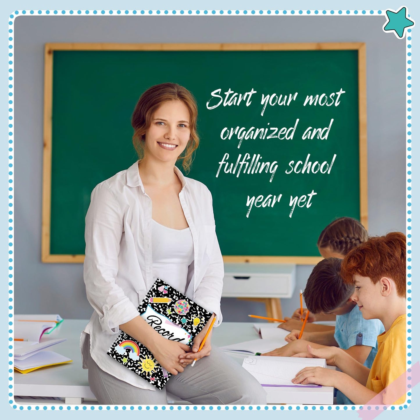 Fuyoooo Teacher Record Book Teacher Grade Books 2026-2027 Spiral Bound Record Planner 2026 Class Grade Book Office Favors for Classroom Attendance Decoration Double Sided(Black,Dots)