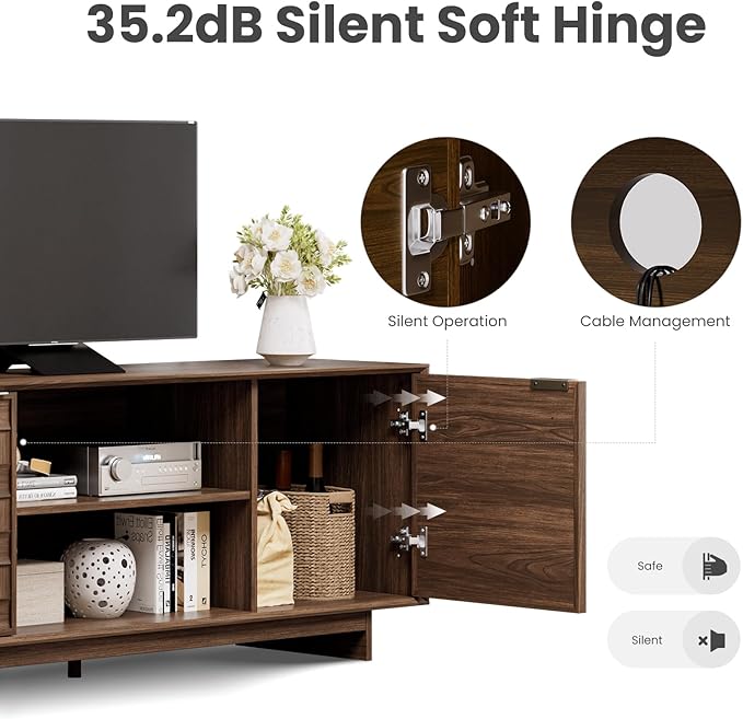 COLAMY TV Stand with Two Doors, Entertainment Center 59" with Adjustable