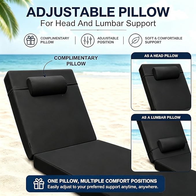 Chaise Lounge Cushion for Outdoor Furniture, Waterproof, Fade-Resistant and