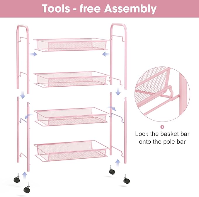 TOOLF 4 Tier Rolling Utility Cart