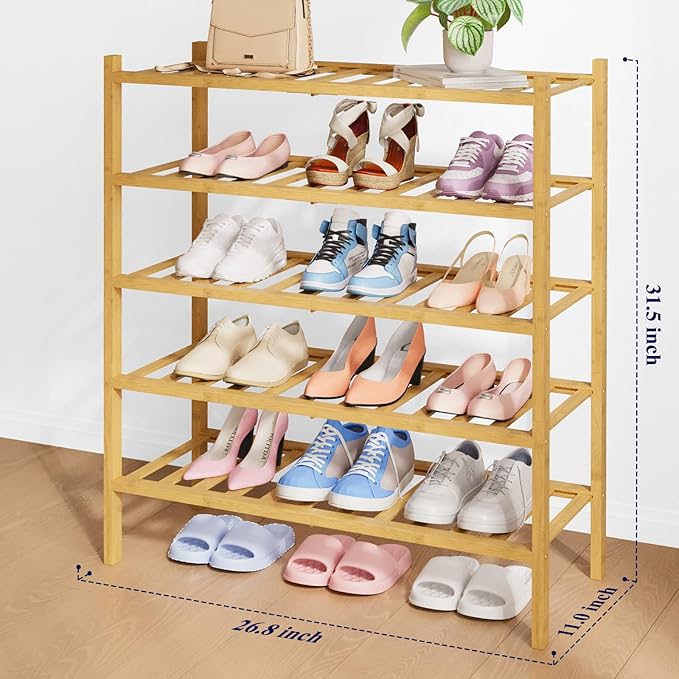 Kitsure Bamboo Wooden Shoe Rack