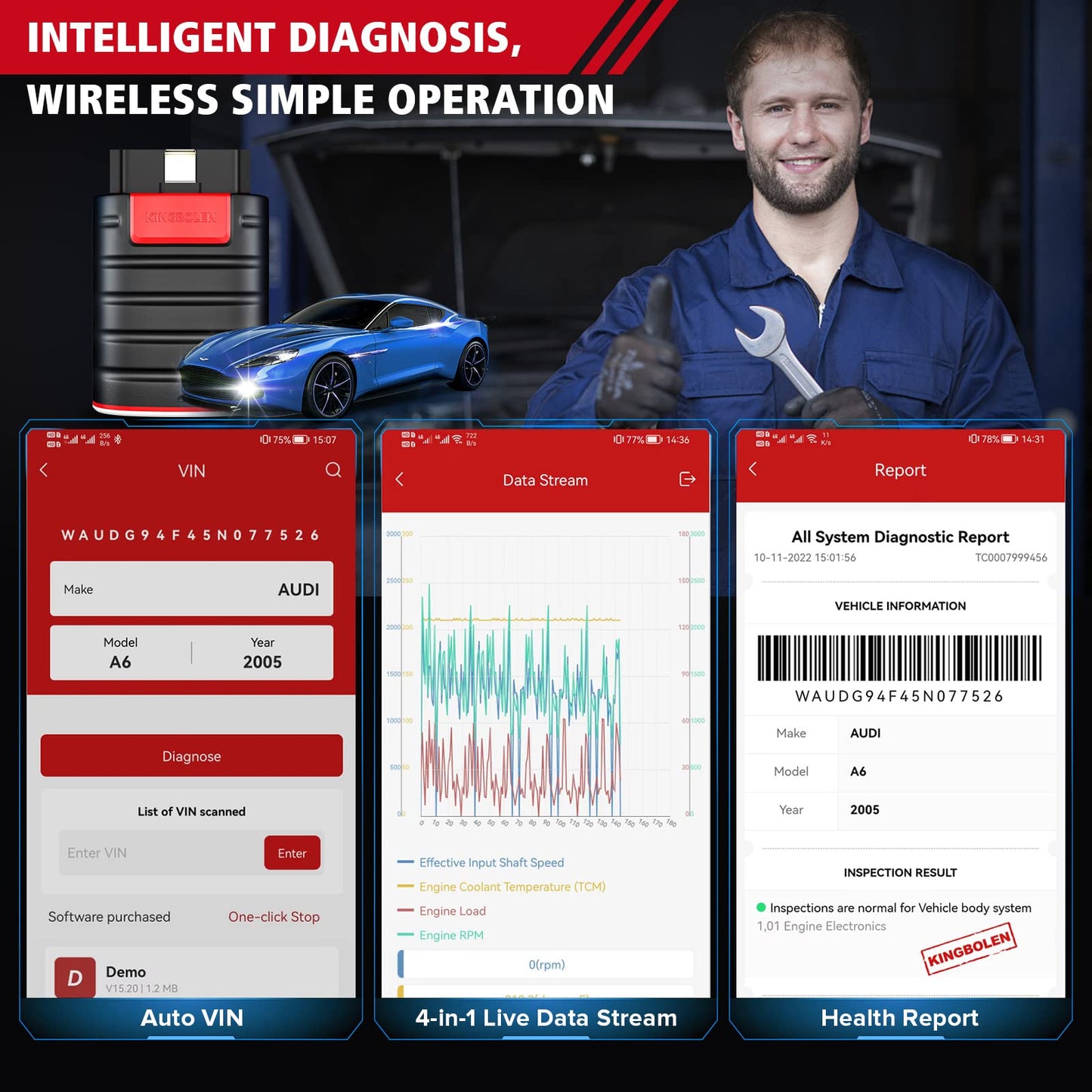 KINGBOLEN Ediag OBD2 Scanner Bluetooth, Bidirectional Scanner All System Diagnostic Tool for iOS & Android, ECU Coding, Active Test,15+ Reset Function, FCA AutoAuth, 1 Year Fr-ee Update from Thinkcar