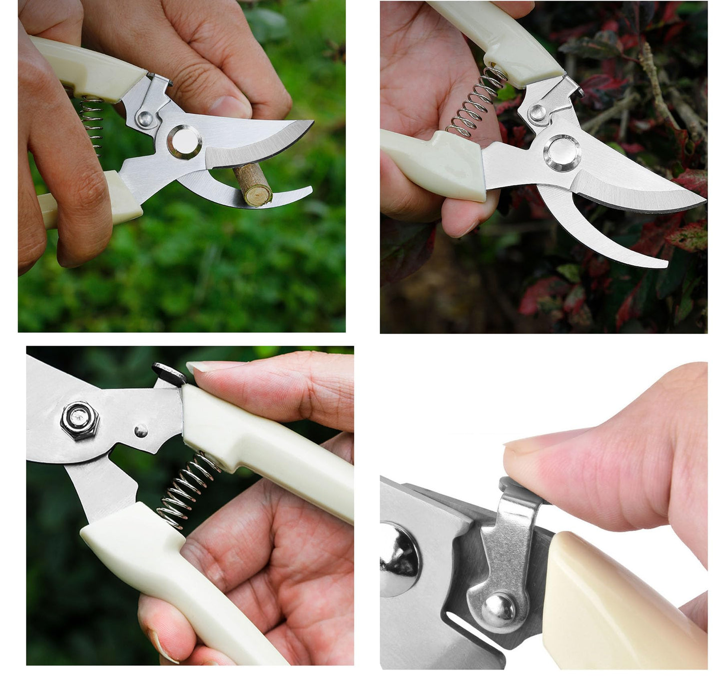 5pcs Garden Flower Shears Pruning Shears 6.9 inches Scissors Heavy Duty Plant Scissors for Cutting Flowers, Trimming Plants, Bonsai, Fruits Picking (White Handle 5pcs)