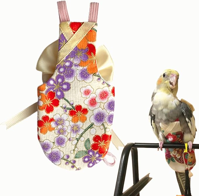 Bird Flight Suits Diapers, Parrot Flight Suits Diapers for Quaker Parakeets Cockatiels Flight Suits, Parrot Clothes (Almond B,XL)