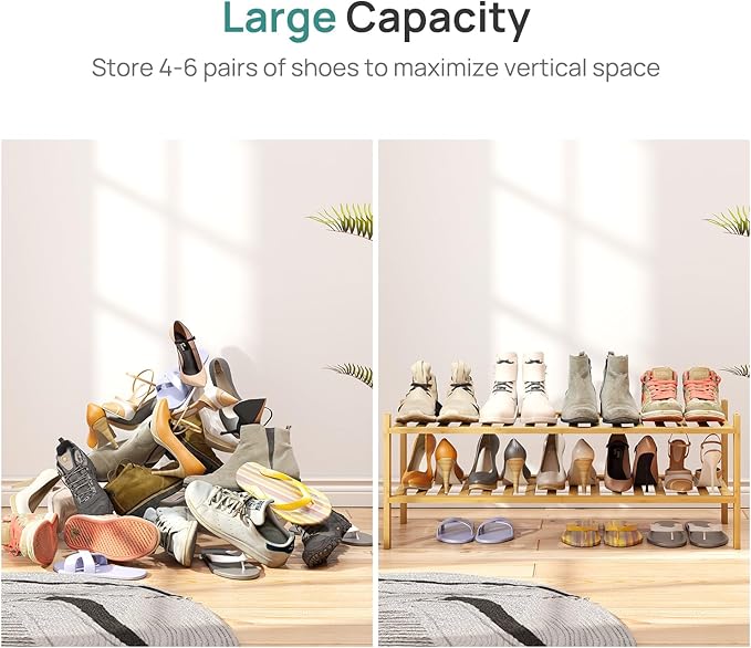 viewcare 2-Tier Long Shoe Rack for Entryway, Long 33IN | Beautiful | Functional