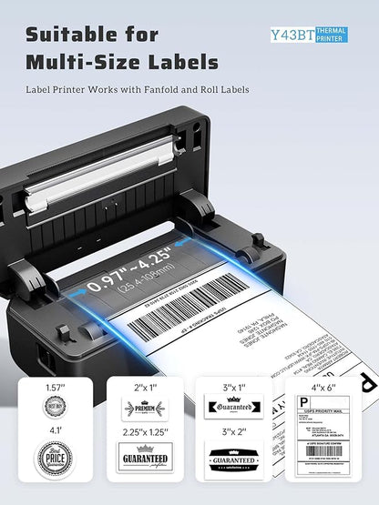 Shipping Label Printer 4x6, Bluetooth Thermal Label Printer for Small Business, Warehouse or Home Office, Compatible with Windows iOS Android Mac, USPS Amazon Ebay Etsy Black