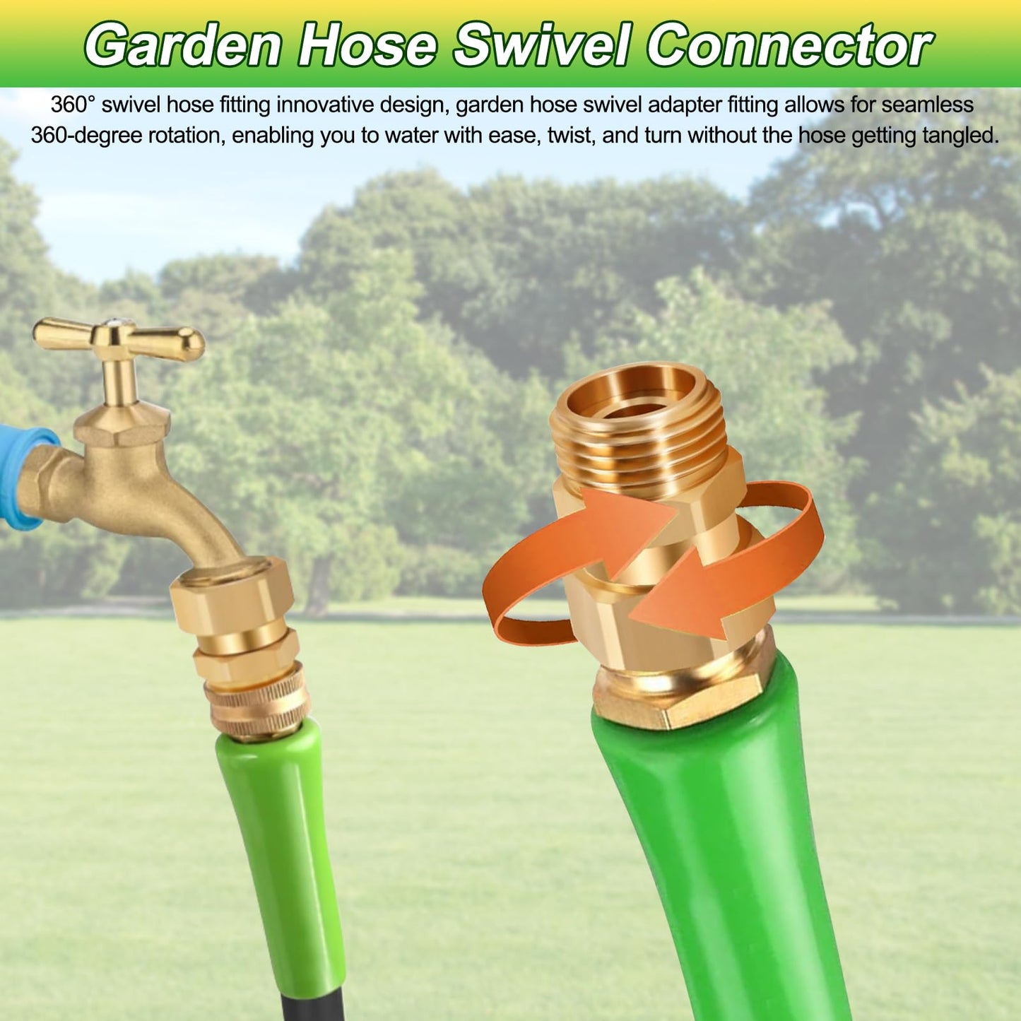 Garden Hose Swivel Connector 3/4 GHT Female to Male Hose Adapter 360 Degree Water Hose Swivel Fitting For Pressure Water Hose Quick Connect Fittings 2 Pack with PTFE Leak Proof Tape and Washer