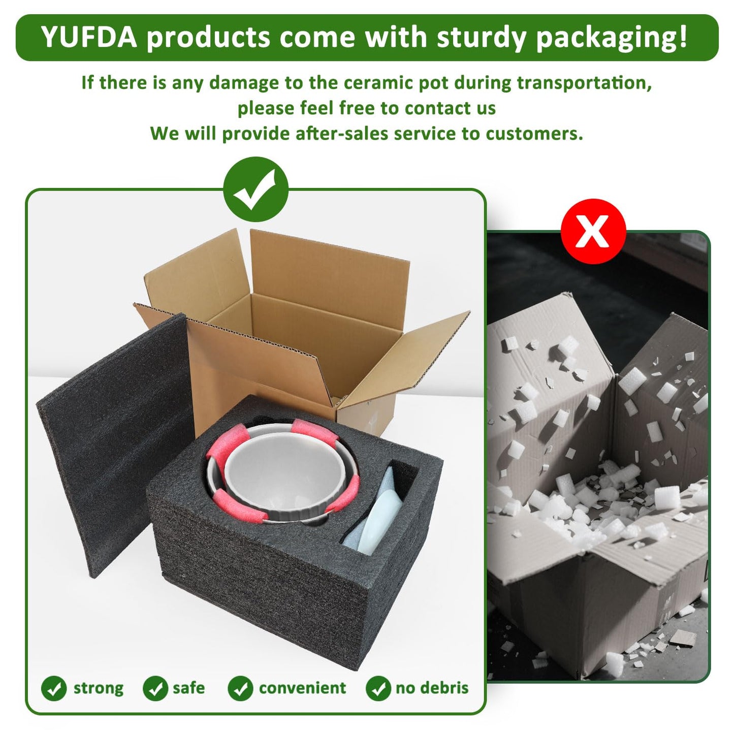YUFDA 6.7 + 5.5 Inch Ceramic Plant Pots,Planters with Drainage and Saucer,Indoor Pots for Plants,Modern Flower Pots for Home and Office（Gray + White）