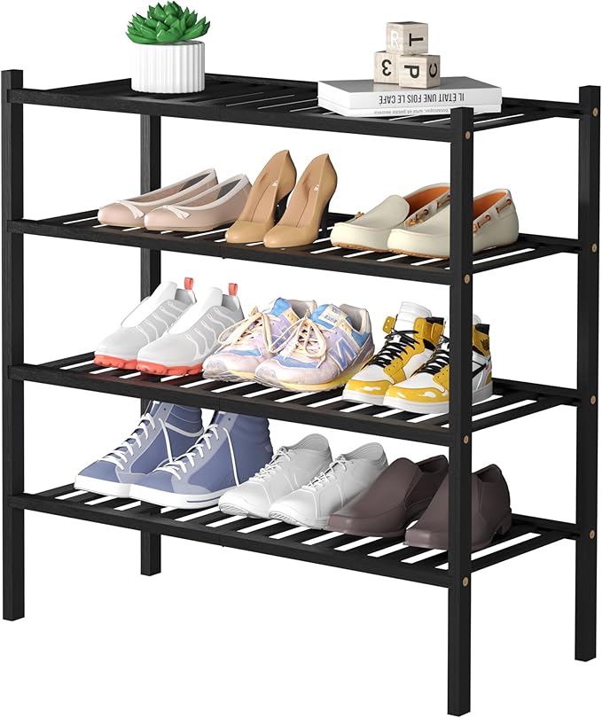 ROMGUAR CRAFT 4 Tier Bamboo Shoe Rack
