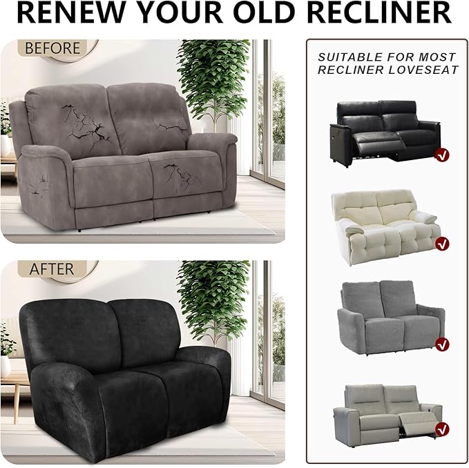ANARACHON Loveseat Recliner Cover Leather Look Recliner Loveseat Covers