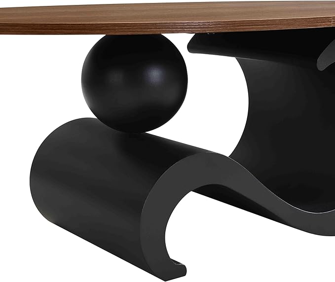 Modern Oval Coffee Table Set of 2, Wood Nesting Coffee Tables