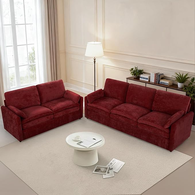 2 Pieces Chenille Sofa Set