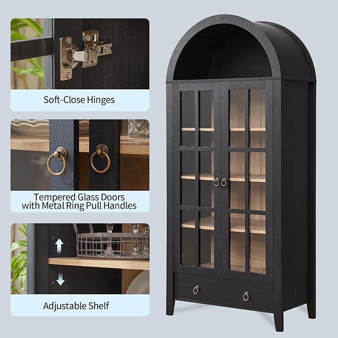 RowyPoey Farmhouse Arched Cabinet