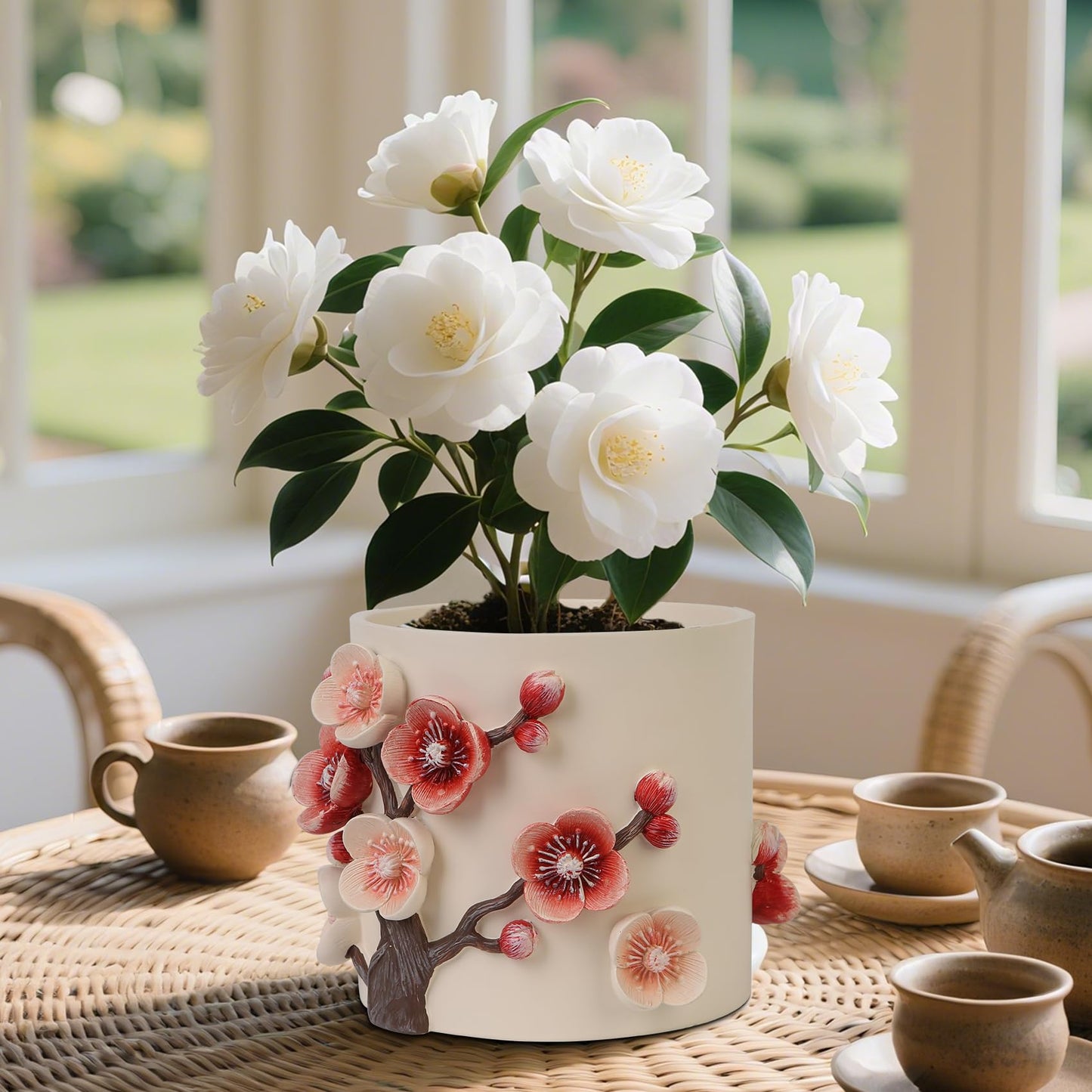 U WONDERFUL Flower Petals Plant Pots - Cute Planters for Indoor Plants, Decorative Plant Pots with Drainage, Funny Unique Planter for Succulents/Snake Plants/Cactus - Retirement Gift for Woman