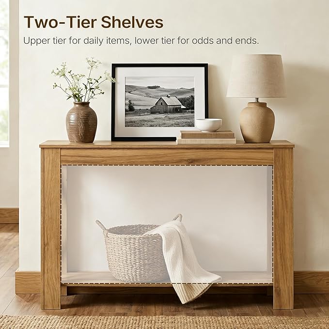 YATINEY Farmhouse Console Table, 39.4'' Small Narrow Entryway Table, Wood Couch