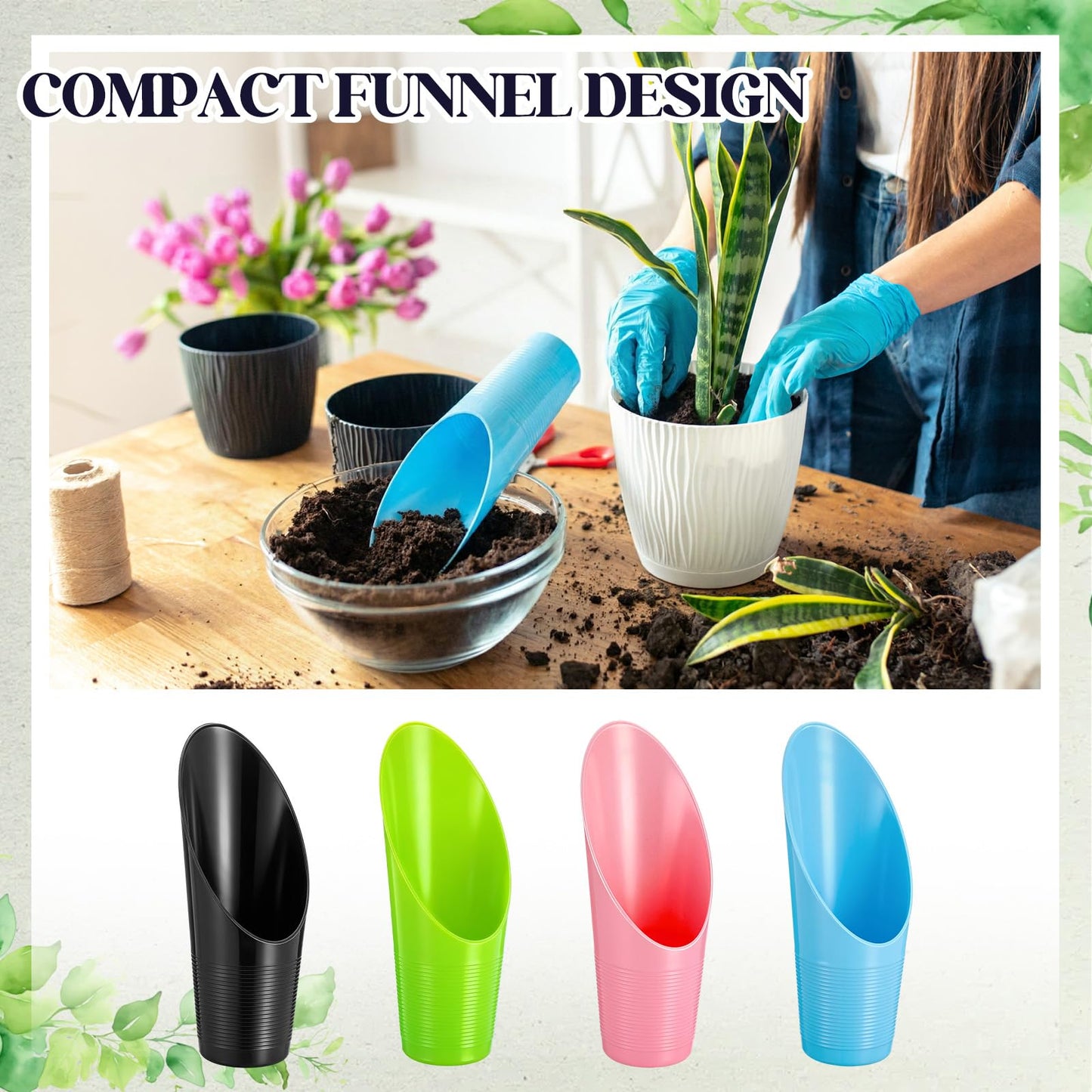 Lothee 48 Pcs Bonsai Soil Scoops Small Plastic Garden Soil Scoop Set Colorful Small Potting Shovel for Garden Tools