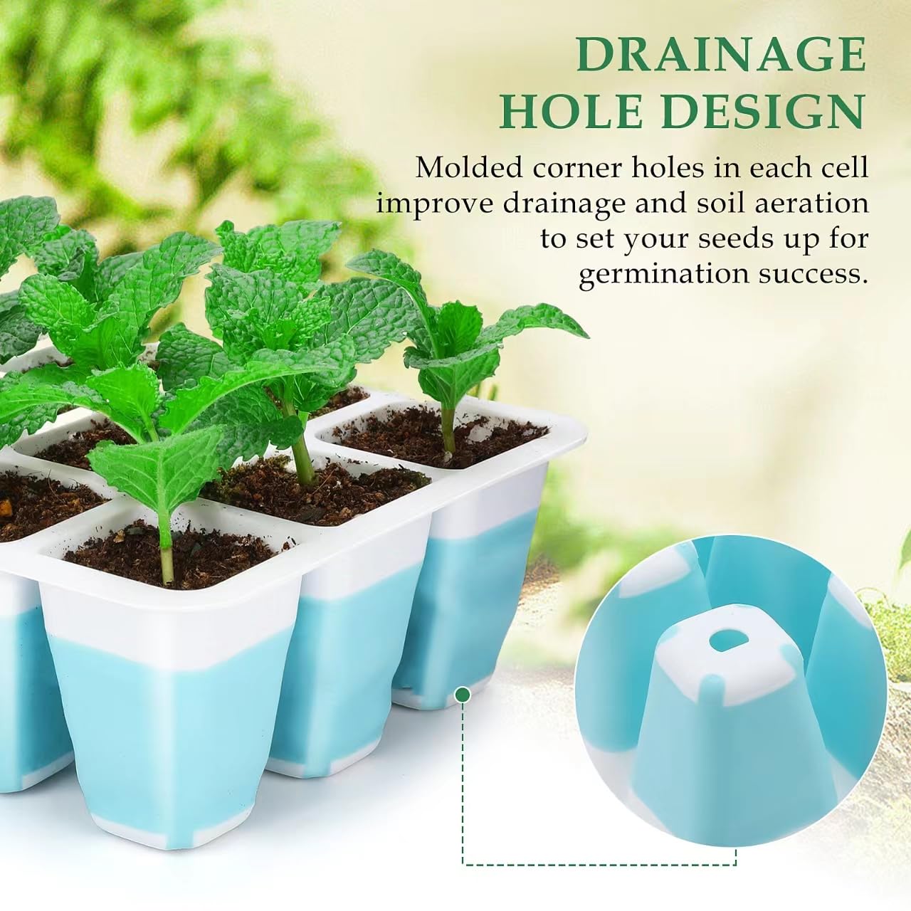 Hanaoyo 5 PCS Reusable Seed Starter Tray, 60 Cells Seed Starter Kit with Flexible Pop-Out Cells, Seedling Starter Trays for Seed Starter, Indoor Greenhouse Seeding Planting Growing