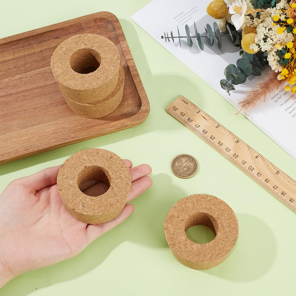 OLYCRAFT 4 Pack Cork Lids for Glass Planters 2.3~2.6 Inch Hydroponic Lids 1.2 Inch Thick Terrarium Cork Covers with 1.2 Inch Hole Natural Cork Stoppers for Hydroponic Plant Propagation Growing Vases