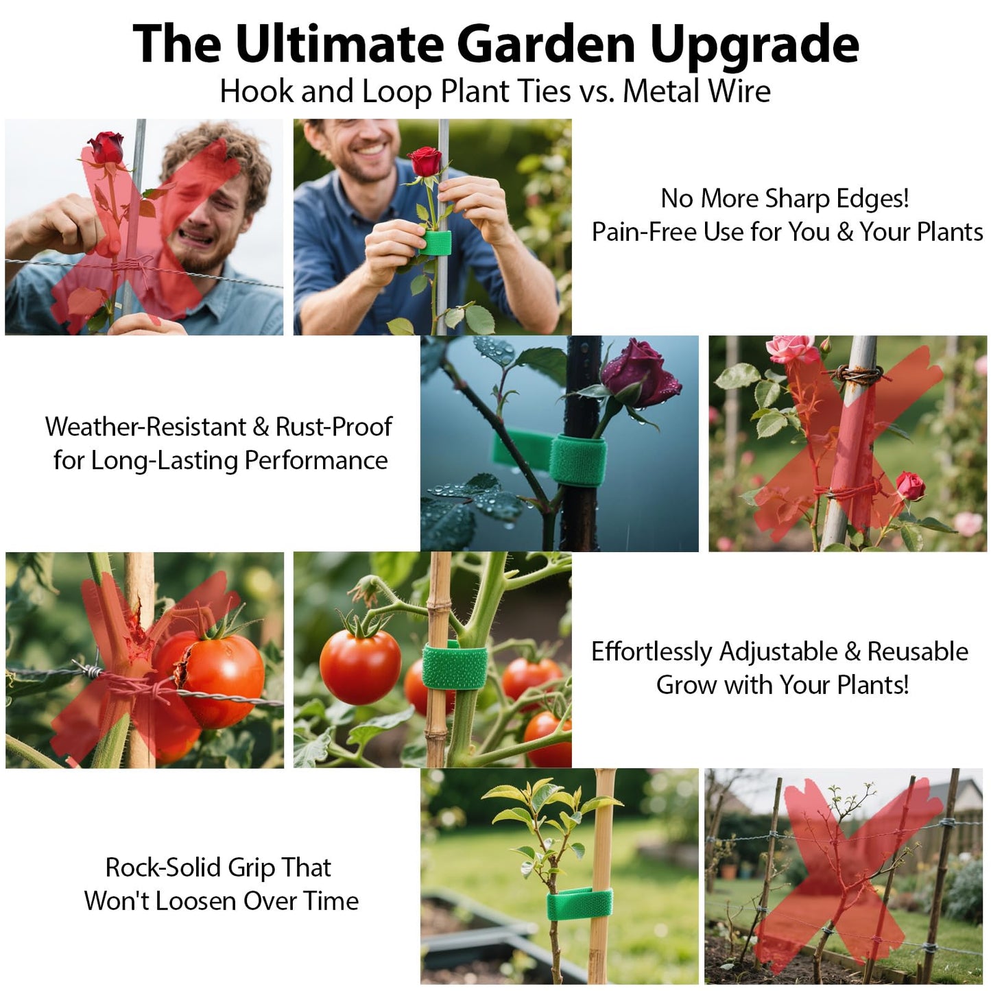 4 Rolls Plant Ties, Adjustable Garden Tape for Plant Twist Ties, Reusable Thicker Support for Growing Green Tape, Strong Grip, Tomato Vines Indoor Outdoor, 50 Ft X 0.47 Inch