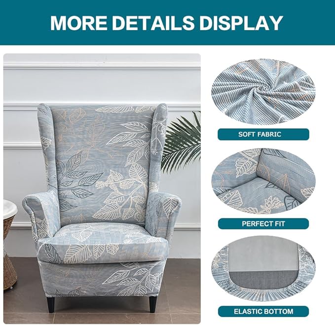 KRFOONN Wingback Chair Cover 2 Piece Stretch Wing Chair Covers Spandex