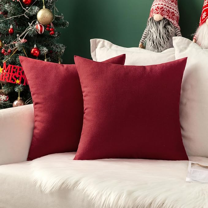 MIULEE Pack of 2 Decorative Outdoor Solid Waterproof Throw Pillow Covers Faux