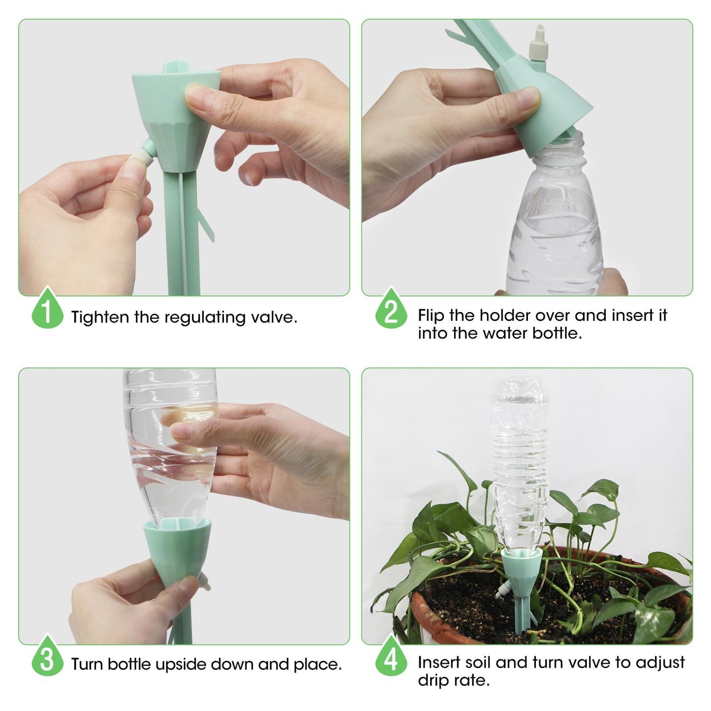 MYMULIKE 12 Pack Self Watering Planter Drip, Slow Watering for Plants Flowerpot, Plant Watering Spikes with Control Valve Switch Automatic Watering System, Plant Watering Devices for Flowerpot Plants
